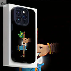 iPhone 16 pro Black Lord Krishna flute Pattern Phone Case