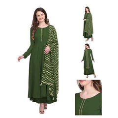 Olive green Long Kurta and Dupatta