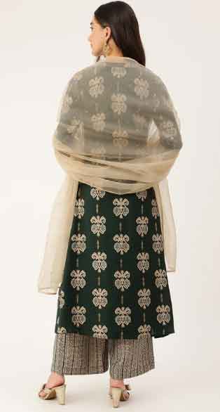 Chanderi Printed Kurta Set (3 Pcs)-3